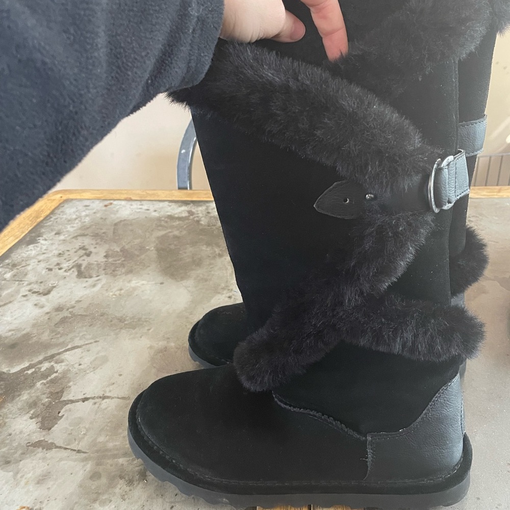 Black, calf high, BearPaw boots. Size 9. Never worn